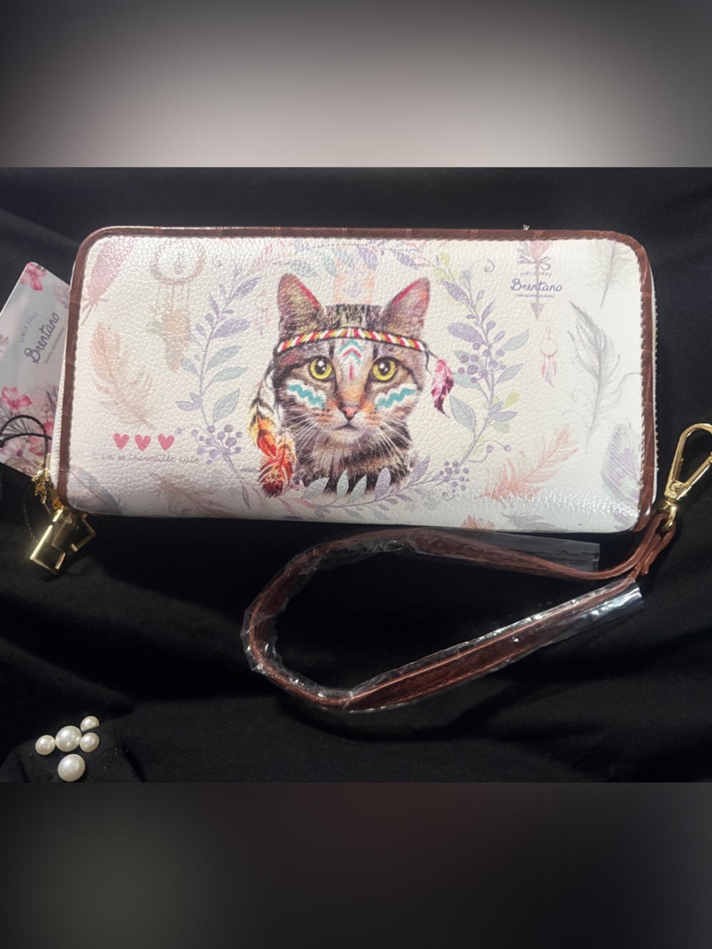 Whimsical Cat Wristlet Wallet